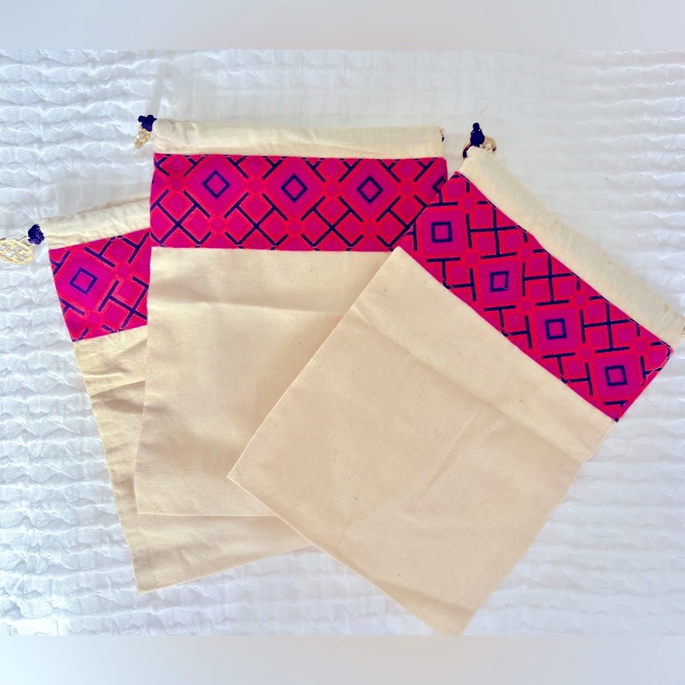 Tory Burch Mini Travel Bag Set of 3 Geometric Patterned Drawstring Bags